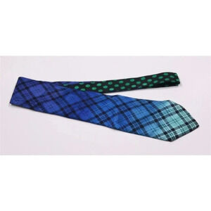 Gianni Versace Vintage 90's Blue Tartan Plaid Silk Necktie Tie
